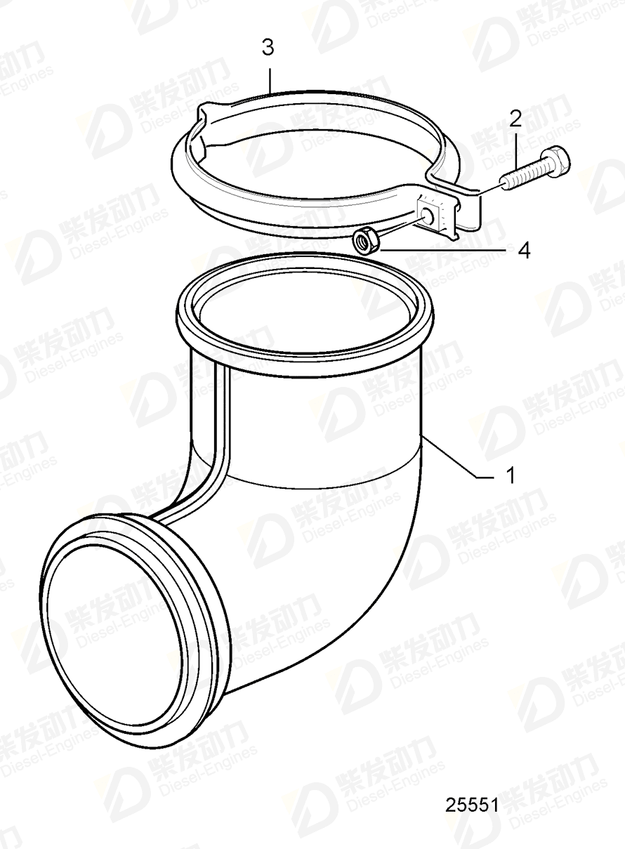 volvo penta Exhaust pipe 21308859 Drawing volvo penta Exhaust pipe 21308859 Drawing